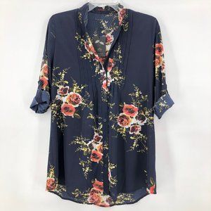 NWT Sufiya Navy floral print blouse